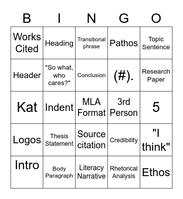 Composition I Bingo Card