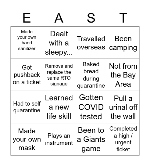 Central East Bingo Card
