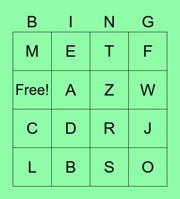 Alphabet Bingo Card