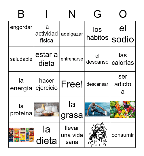 Vocabulario de salud Bingo Card