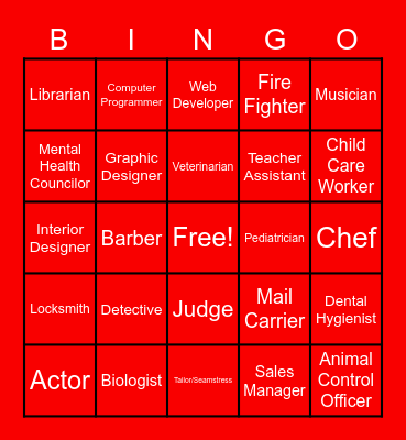 GEAR UP Sandra Name That Job Bingo Card