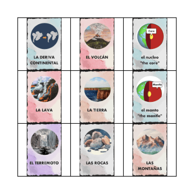 Earth's Surface Loteria Bingo Card