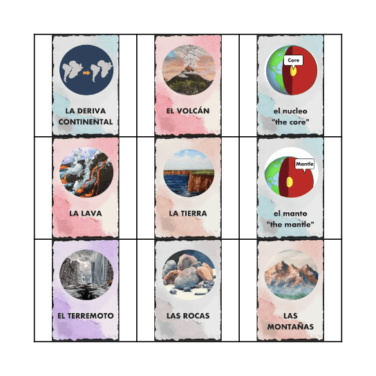 Earth's Surface Loteria Bingo Card