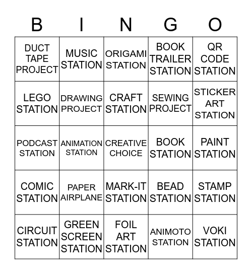 MAKERSPACES Bingo Card
