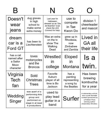 LDX Solutions Atlanta Bingo Card