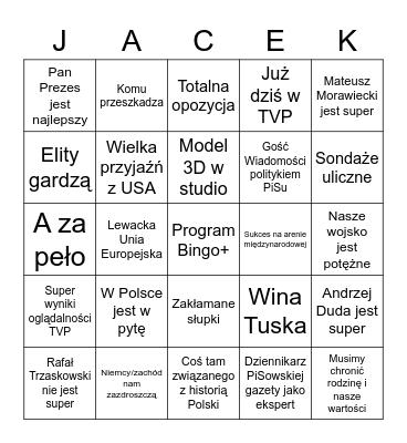 Wiadomościowe bingo Card