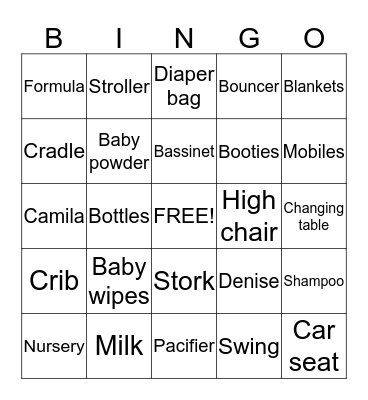 baby bingo Card