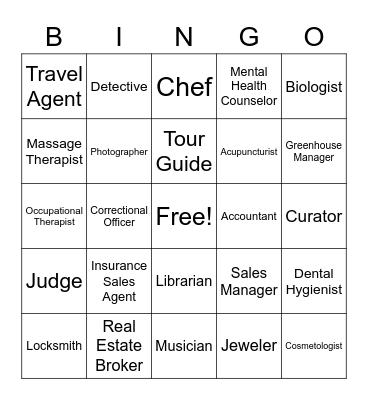 Madison Perron -name that job Bingo Card