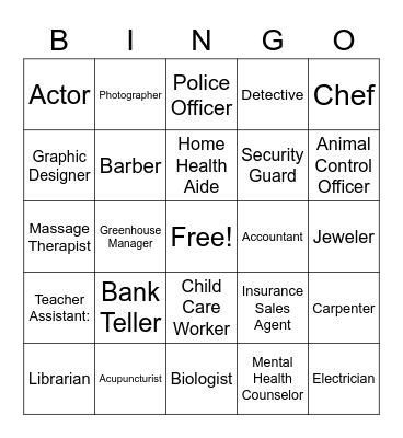 Jair Rosado Name that job Bingo Card