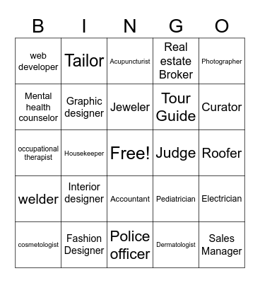 GEAR UP Priscilla Name that Job Bingo Card