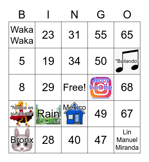 Number Bingo 1-75 Bingo Card