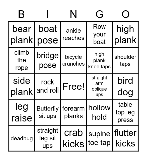 Core Bingo Card