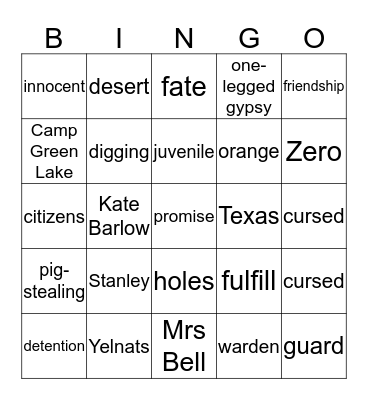 Holes Bingo Card