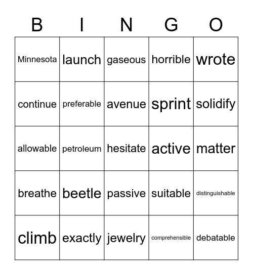 A Ba Ba Ba Ba - Week 4 Bingo Card