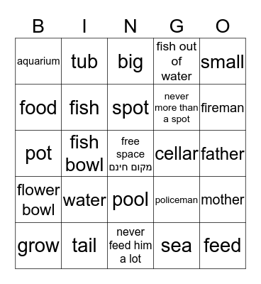 A FISH OUT OF WATER Bingo Card