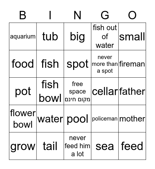 A FISH OUT OF WATER Bingo Card
