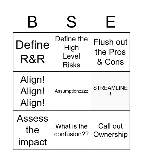 Impact Assessment Bingo Card