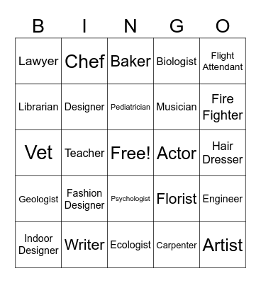 My careers Bingo Card
