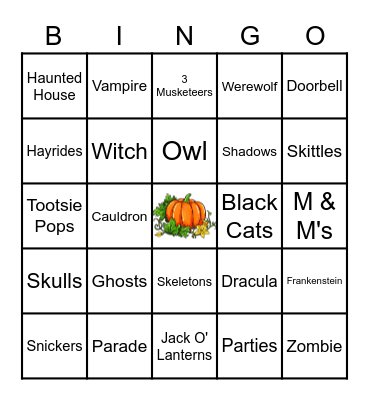 Trick or Treat Bingo Card