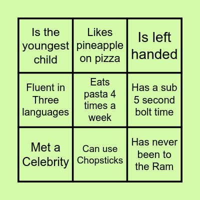 UELS HUMAN BINGO Card