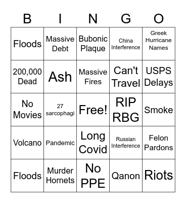 2020 Bingo Card