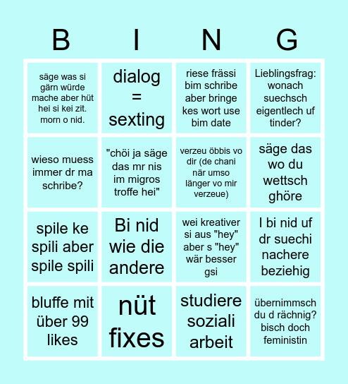 Tinderbuebe Bingo Card