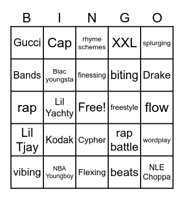Hip-Hop Culture Bingo Card