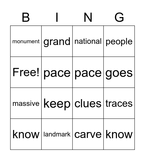 Vocabulary + Red Word Bingo Card