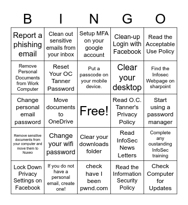 InfoSec Bingo Card