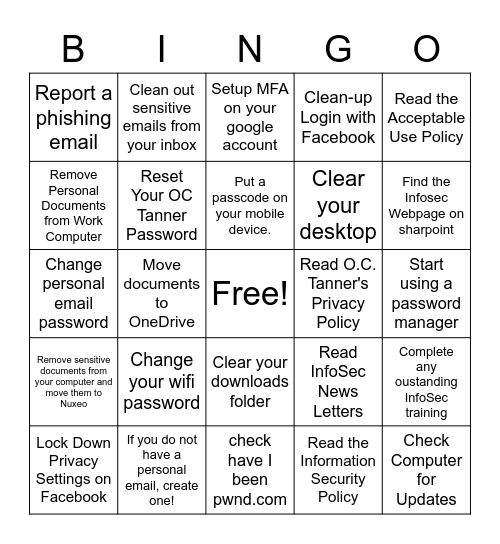 InfoSec Bingo Card