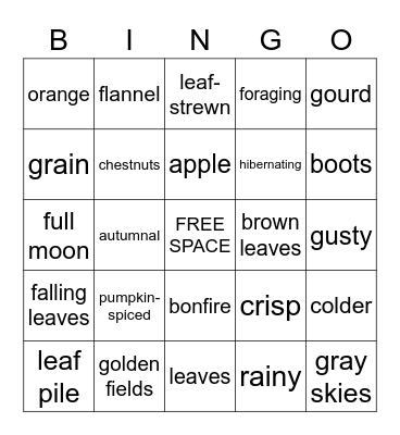 Fall Festival Bingo Card