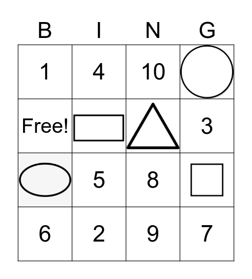 Number and Shapes Bingo Card