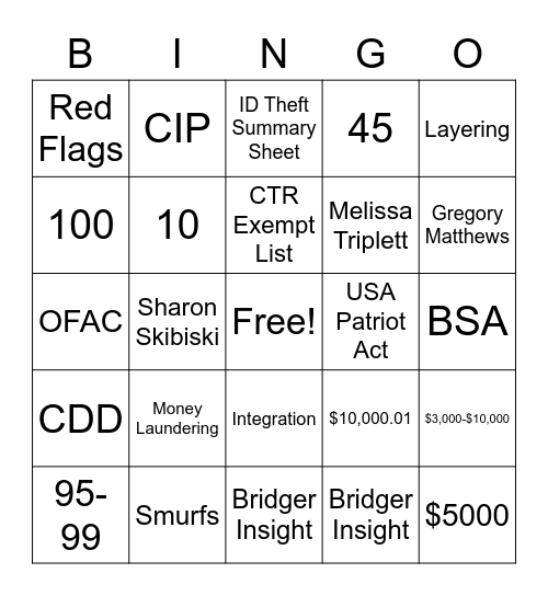 BSA BINGO Card