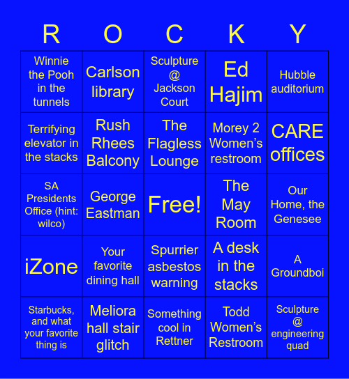 Meliora Hunt Bingo Card