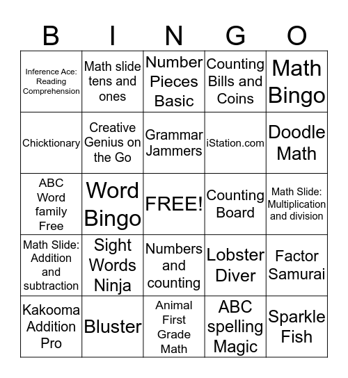 Apps with a Purpose Bingo Card