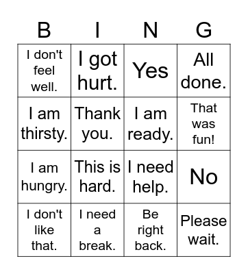 What Can I Say? Bingo Card