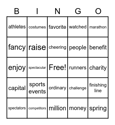 MARATHON Bingo Card