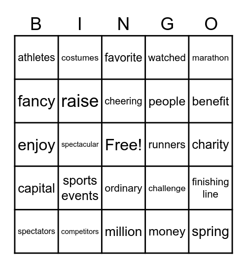 MARATHON Bingo Card