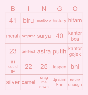 wonyie's Bingo Card