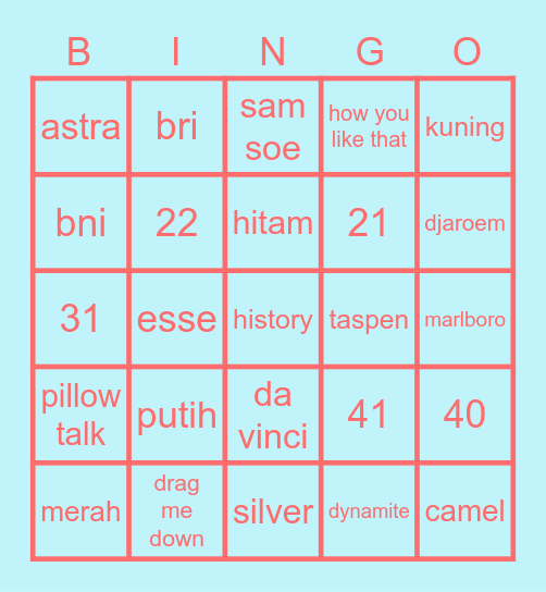 hiu Bingo Card