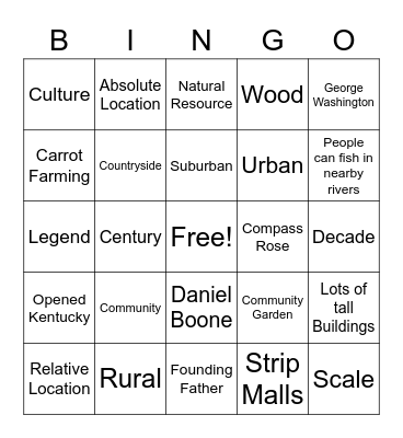 Community Bingo Card