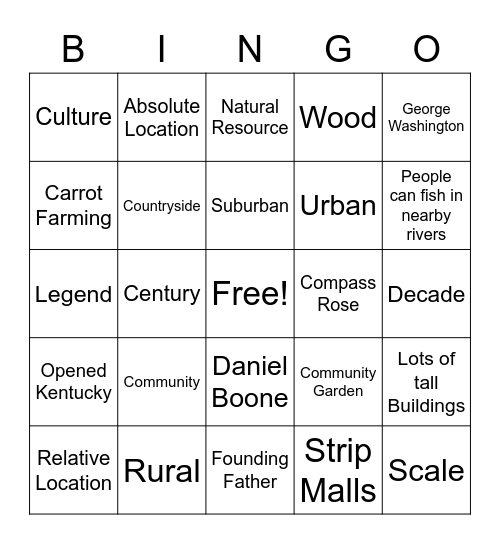 Community Bingo Card