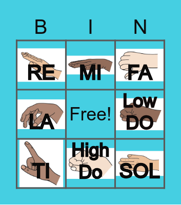 Kodaly Hand Signs Bingo Card