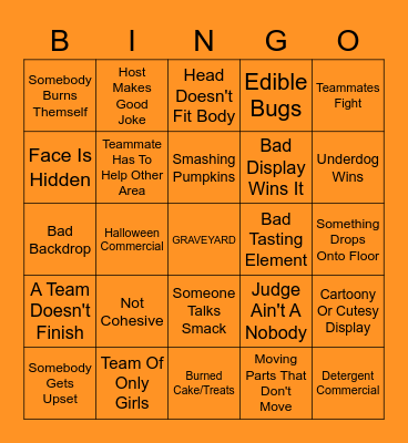 Things That Happen In Halloween Wars Bingo Card