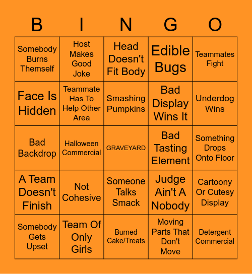 Things That Happen In Halloween Wars Bingo Card