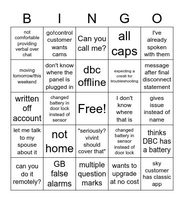 Chat Bingo Card