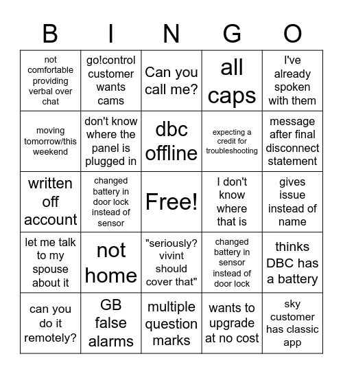 Chat Bingo Card