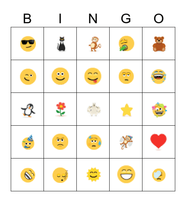 Teams Emoji Bingo Card