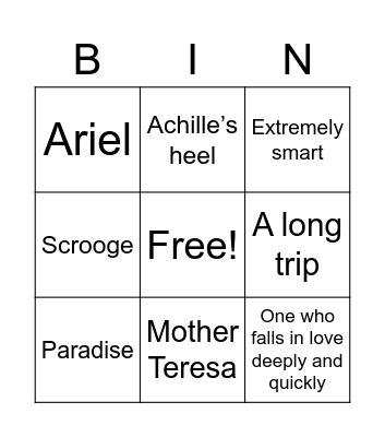 Allusions Bingo Card