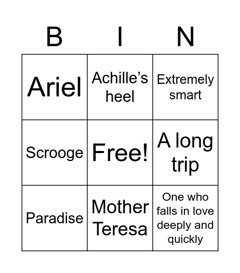Allusions Bingo Card